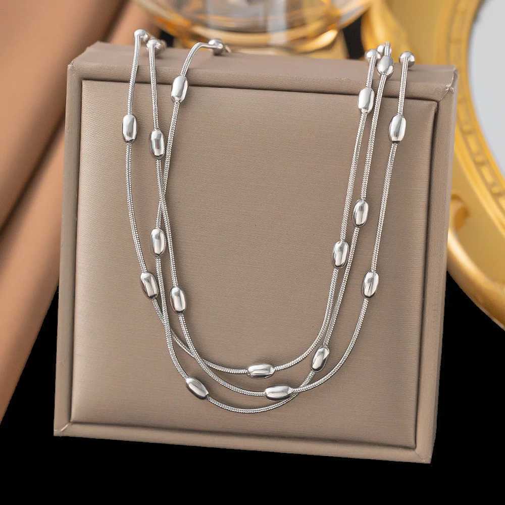Hot Sale Womens Stainless Steel Gold Plated Layered Necklace Fashion Jewelry For Gift M251216