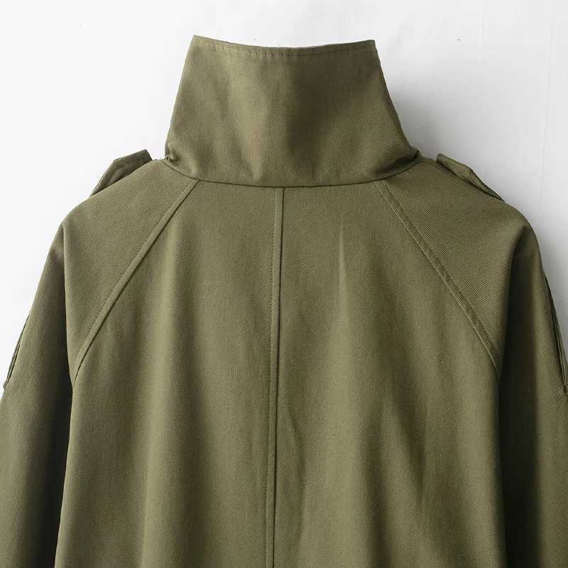 Willshela Women Fashion With Belt Green Hidden Breasted Trench Jacket Vintage High Neck Long Sleeves Female Chic Lady OutfitsT251216