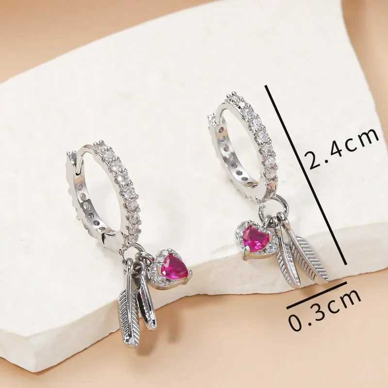Womens Multi - Style Hoop Earrings Set - Rhinestone Heart Feather Pendant Earrings Fashion Party Daily Jewelry Accessories G251216