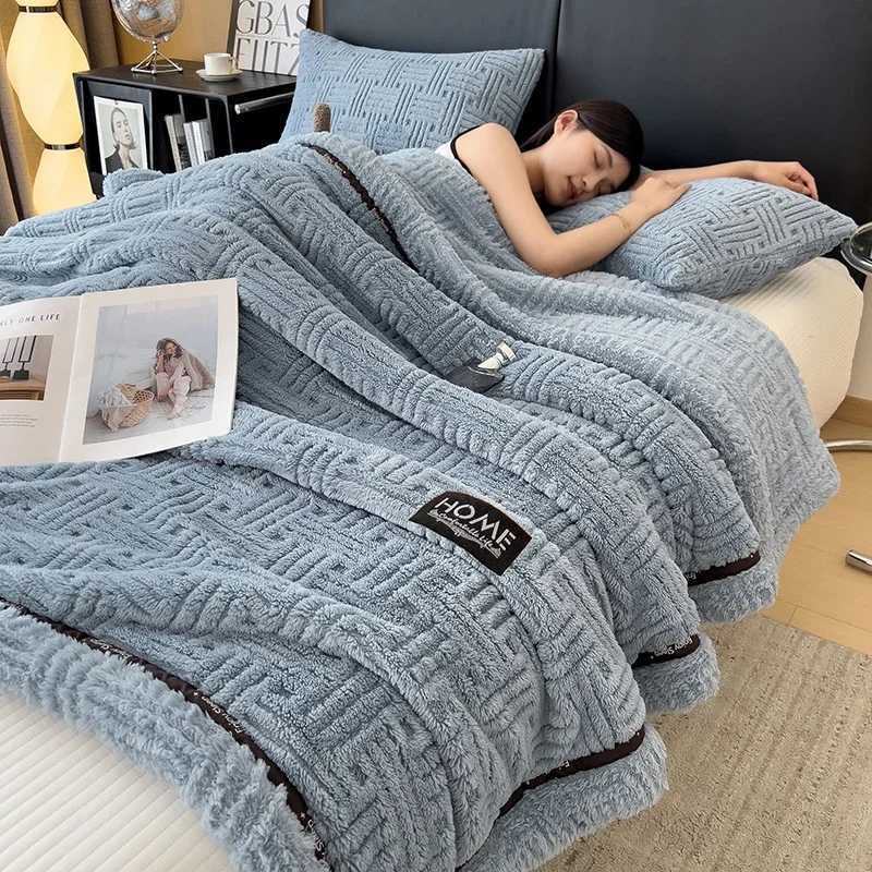 Thick Warm Winter Blanket A Grade Velvet Furry Plush Coral Fleece Flannel Soft Bedspread for Bed Sofa Single Double Couple Size H251216 - view 4