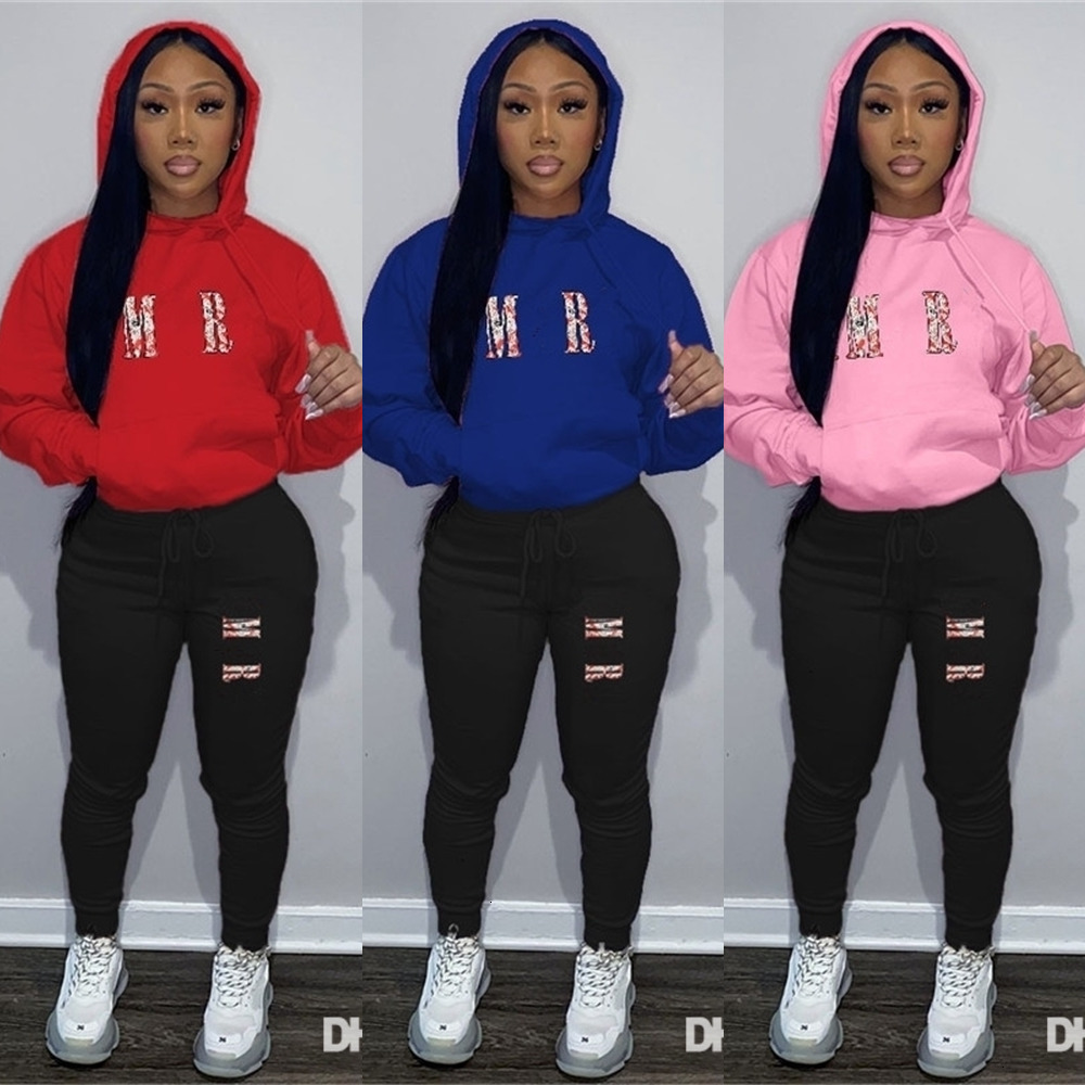 Designer Tracksuit Plus Size 3xl 4xl 5xl Womens Clothing Fashion Printed 2 Piece Set Women Hooded Pullover Hoodie Sports Sweatpants Casual Jogging Suit