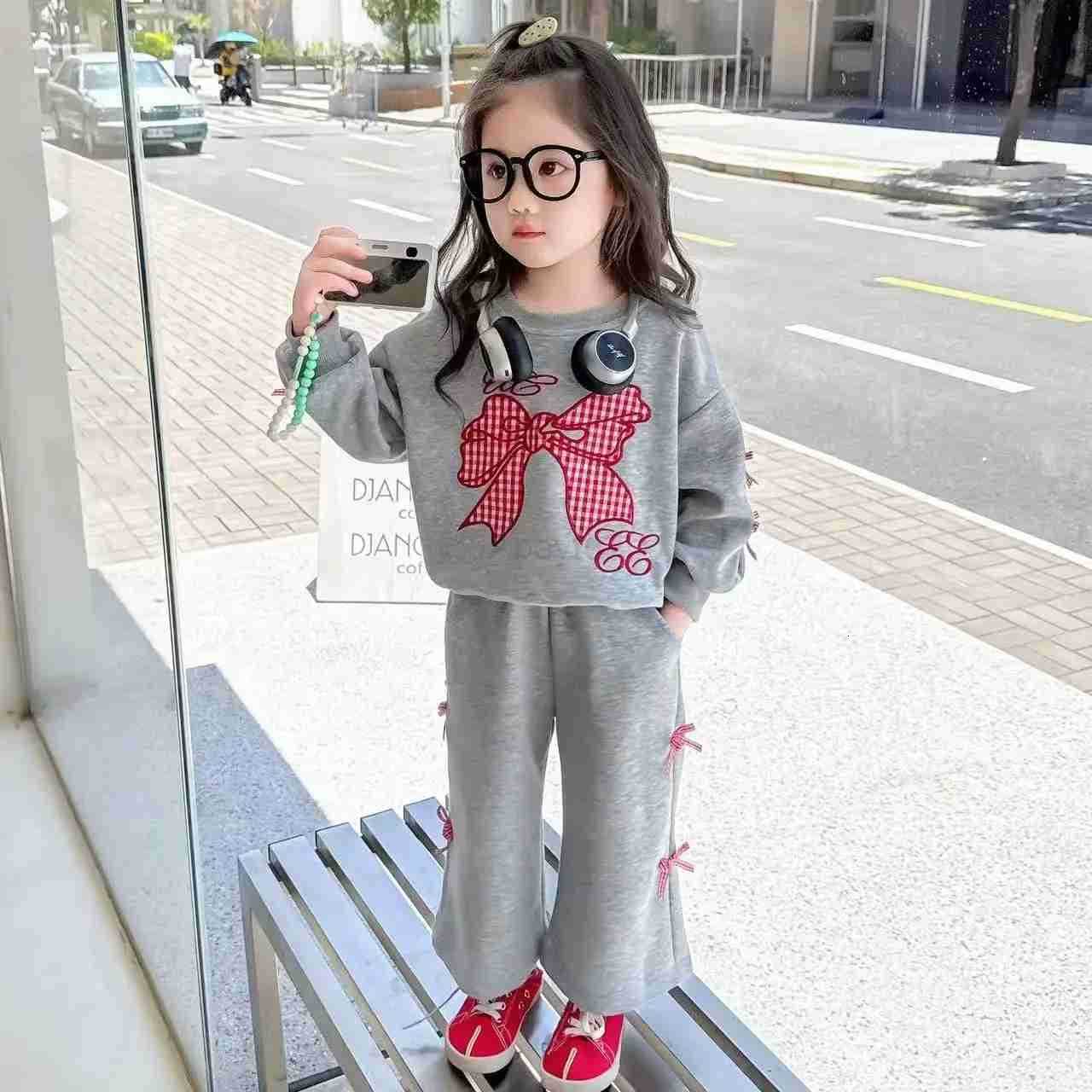 Sanrio Kids Girls Clothes 2025 Autumn New Cute Bow Sweater and Pants Two Piece Set Toddler Baby Girl Childrens Clothing H251216