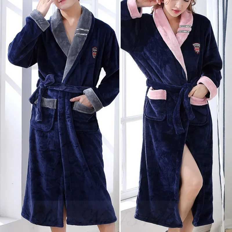 Thicken Warm Flannel Couple Robe Lounge Wear Winter Kimono Bathrobe Gown Women Sleepwear Homewear Loose Coral Fleece Nightwear C251216