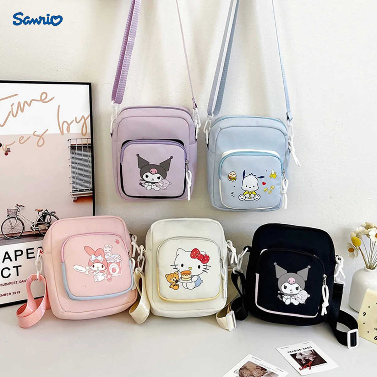 Sanrio Cute Shoulder Bags Hello Kitty Large Capacity Daily Crossbody Bag Cartoon Anime Figures Handbag Phone Bag H251216