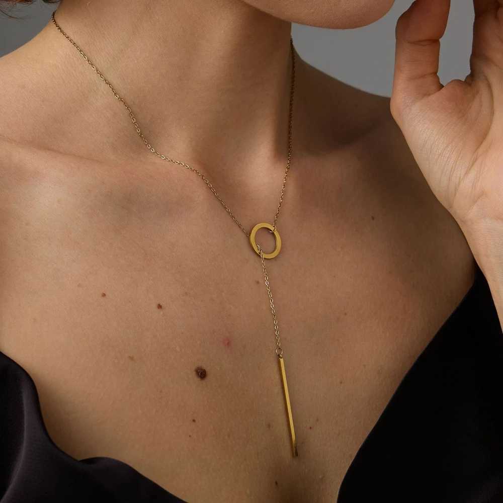 High-quality 316 stainless steel Gold Plated Womens Y necklace anti-fading for daily wear or parties M251216