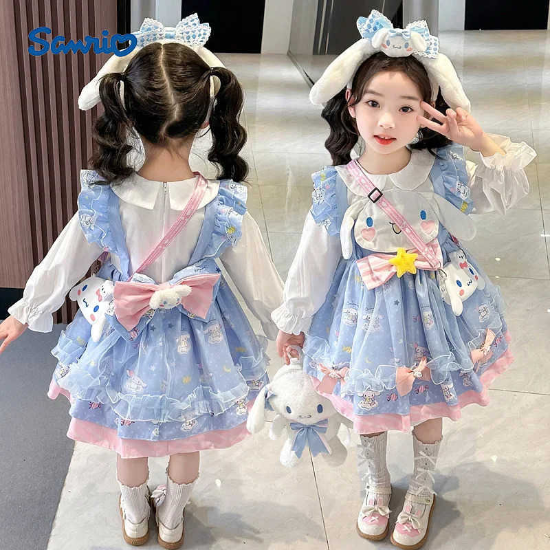 Sanrio Anime Cinnamoroll My Melody Girls Cosplay Dress Cartoon Academy Style Pleated Skirt Princess Clothes Girl Birthday Gift H251216