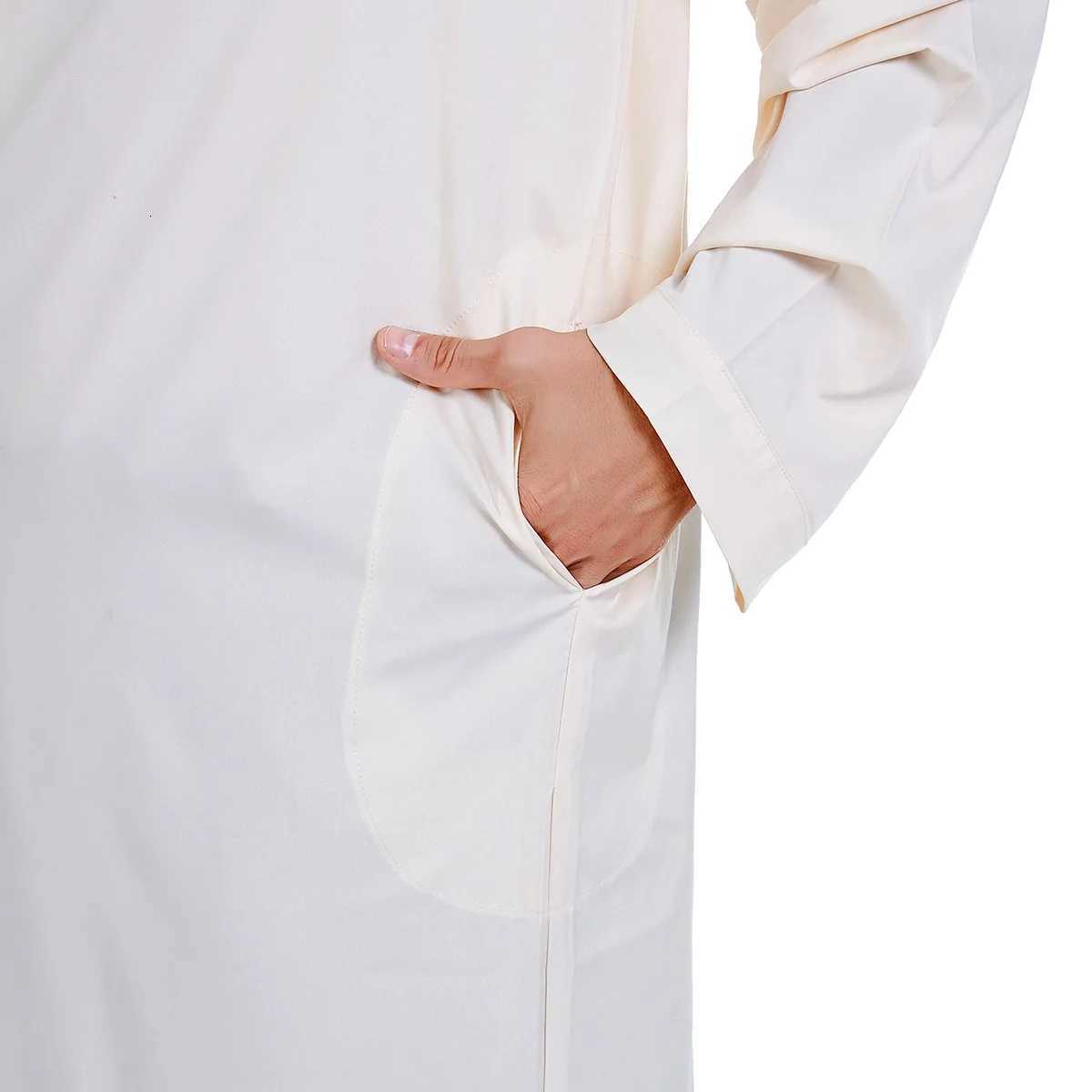 Men Abaya Solid Muslim Long Sleeve Button Dress Pakistan Islam Clothing Jubba Thobe Saudi Arabia Kleding Kaftan Oman Qamis Homme W251216