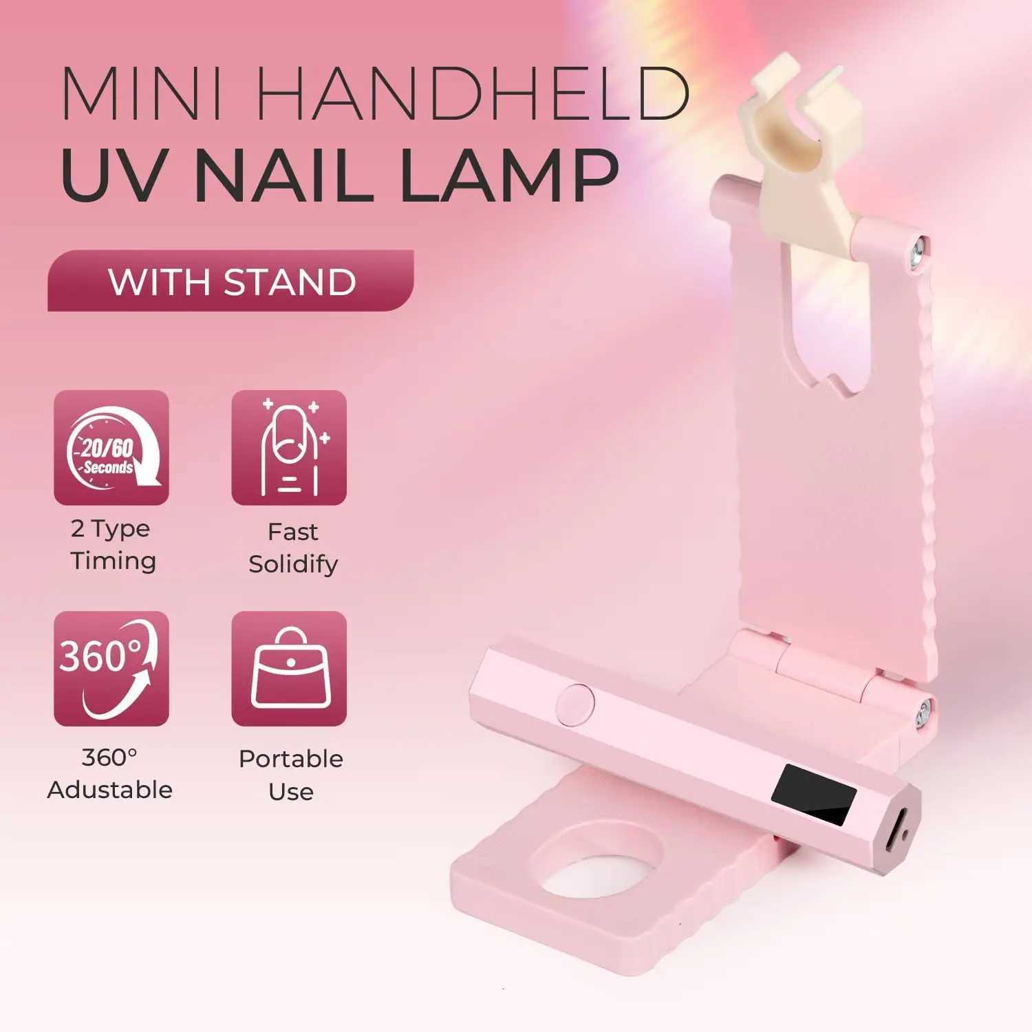 Cordless UV/LED Nail Lamp Set Handheld Light with Stand LCD Display Rechargeable USB Gel Nail Dryer for Quick CuringT251216