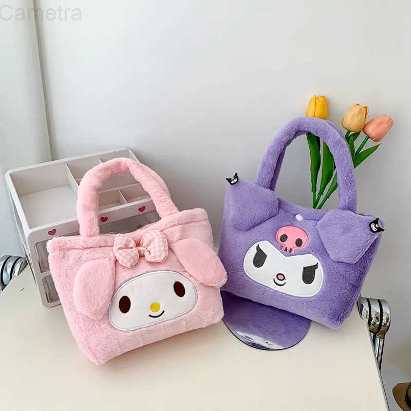 Sanrio series new Kuromi My melody Cinnamoroll creative cute autumn and winter simple Kawaii cartoon plush handbag holiday gift H251216