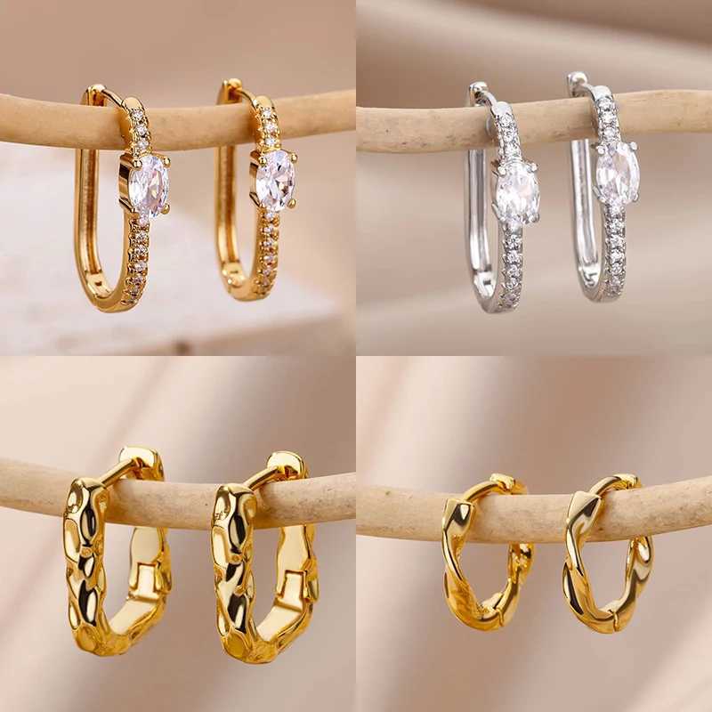 Minimalist Zircon Round Earring For Women Stainless Steel Irregular Earring Fashion Party Wedding Jewelry Gift Bijoux Femme 2022 G251216