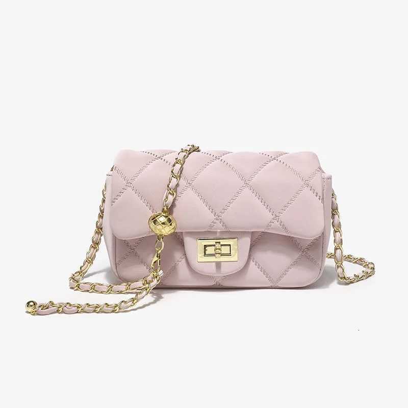 Pink small golden ball diamond chain womens bag womens small square bag single-shoulder crossbody bag M251216