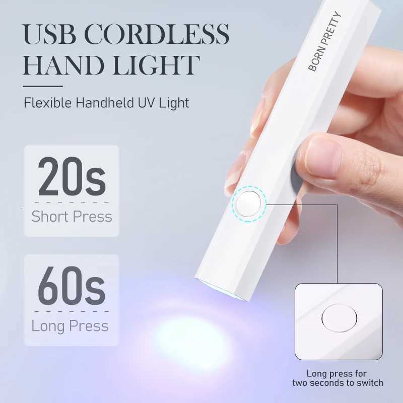 BORN PRETTY 3W Handheld Nail Dryer USB UV Light For Gel Nails Mini Nail Light Portable LED Nail Lamp Rechargeable Nail ToolsT251216
