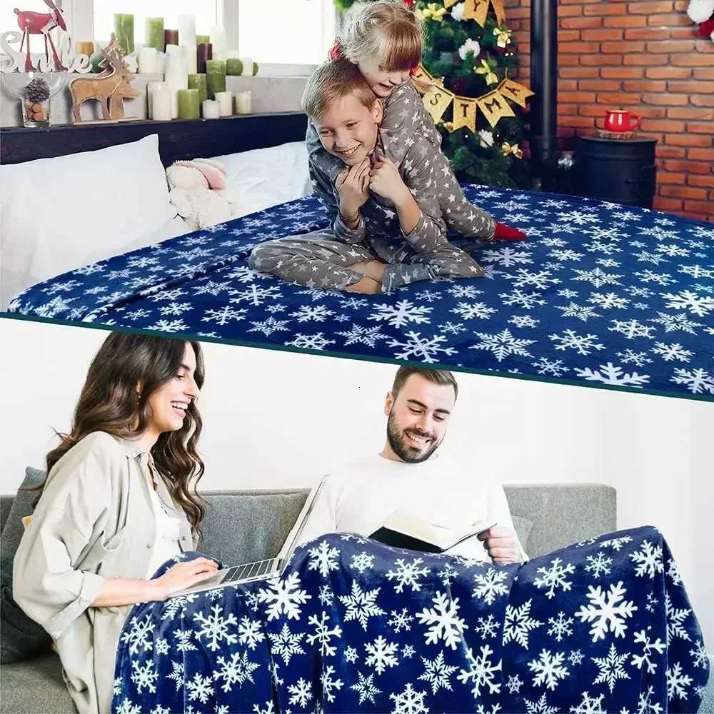 Christmas Throw BlanketFlannel Snowflake Gingerbread 2024 Xmas Fleece BlanketWinter Warm Soft Plush Blanket For Couch Sofa Bed H251216 - view 6