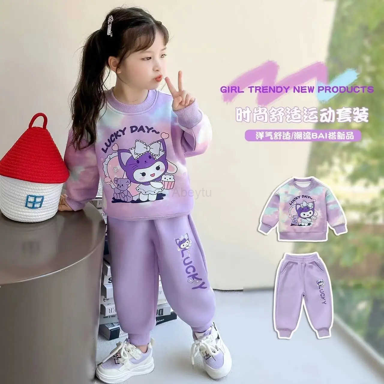 Sanrio Autumn Baby Girl Clothes Set Cartoon Printed Pullover Sweatshirts Top And Pants Bottom 2 Pieces Suit Kid Children Boy Tracksuits H251216112