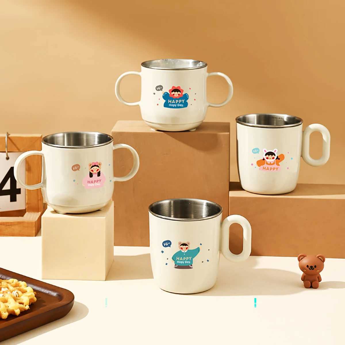 304 Stainless Steel Double Wall g For Kids With Handle Mini Cute Anti Scald Drinking Cup Detachable Milk Coffee Cup Drinkware H251215