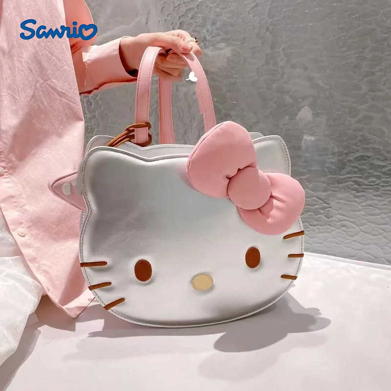 Sanrio Hello Kitty Tote Bag For Women Cartoon Kitty PU Leather Backpack Large Capacity Shoulder Bag Handbag Student School Bag H251216