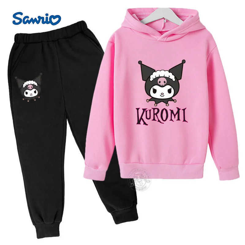 Sanrio Hello Kitty Kuromi autumn 3-14 year old childrens suit for boys and girls kawaii two-piece childrens outdoor sports suit H251216