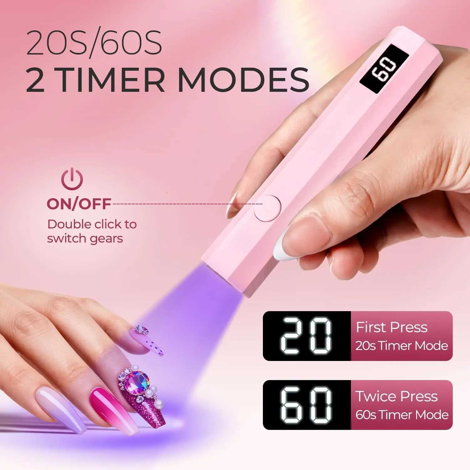 Cordless UV/LED Nail Lamp Set Handheld Light with Stand LCD Display Rechargeable USB Gel Nail Dryer for Quick CuringT251216