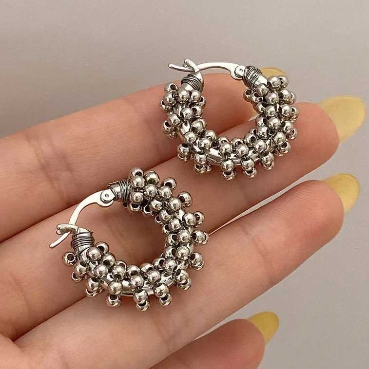 Real 925 Sterling Silver Round Twisted Bead 18K Hoop Earrings for Women Trendy Fine Jewelry Light Luxury Accessories G251216