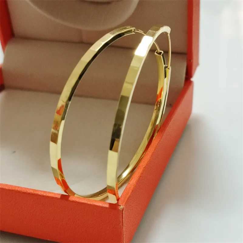 Senlissi - New Fashion18K Gold Plated Hoop Earrings For Women 925 Sterling Silver 20mm Fashion Earring C K 3/4/5/6CM G251216