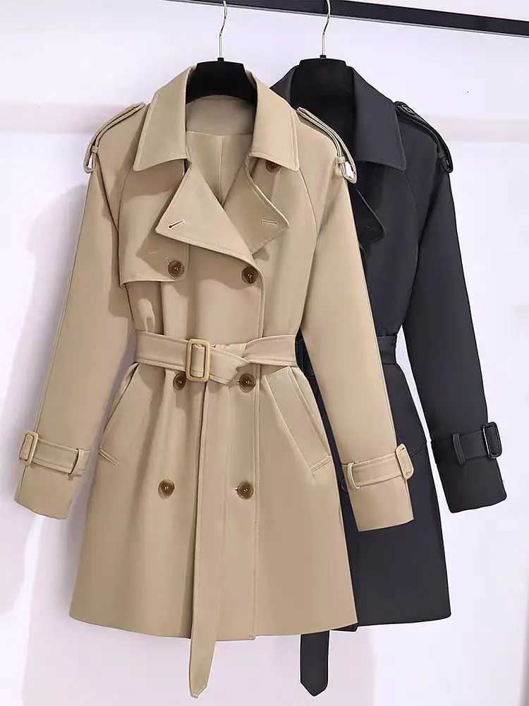 EVNISI Women Double Breasted Slim OL Trench Coat Trench Coat With Belt Elegant Women Windbreaker Autumn Winter Streetwear 2024T251216
