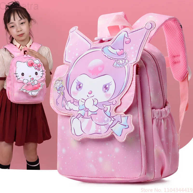 Sanrio Anime Cartoon Children Cute Kuromi Hellokitty Kindergarten Exquisite Backpack Female Lighten The Burden Spinal Protection H251216