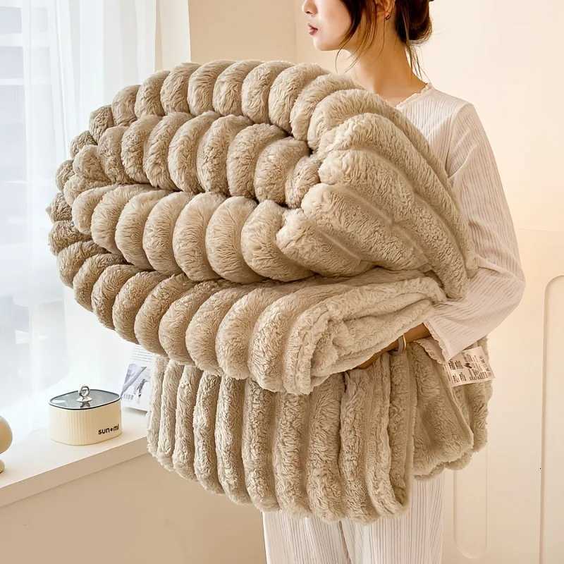 Striped Flannel Fleece Blanket Ultra-Soft Lightweight White Blanket Throw/Twin/Qveen/King Sizes Multi-Color For Bed Couch H251216 - view 5