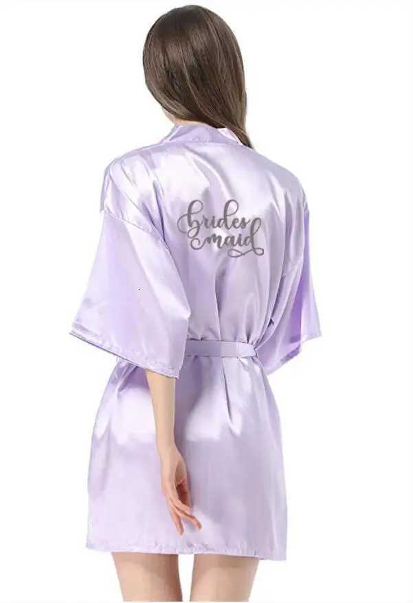 new bride bridesmaid robe with white black letters mother sister of the bride wedding gift bathrobe kimono satin robes C251216