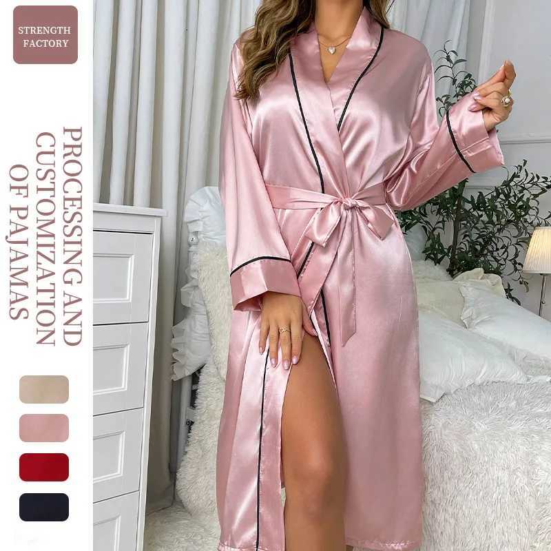Summer Thin Long Length Ice Silk Robe Womens Fashion Minimst Sexy Cardigan Bathrobe Manufacturer Stock Loungewear C251216