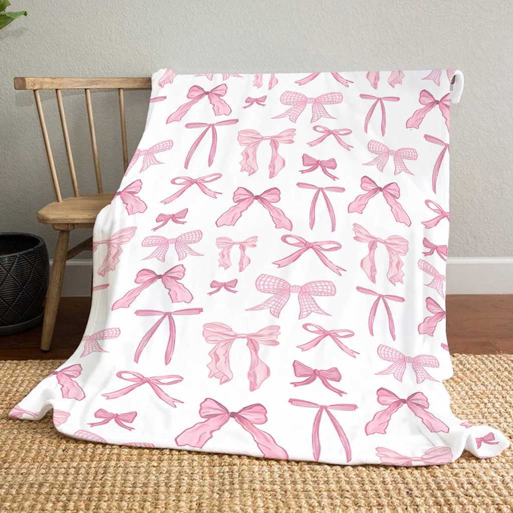Pink Bow Fuzzy Blanket Cute Bowknot Throw Blanket Bowtie Cozy Flannel Blanket for Valentines Day Home Bed Sofa Couch Chair H251216 - view 6