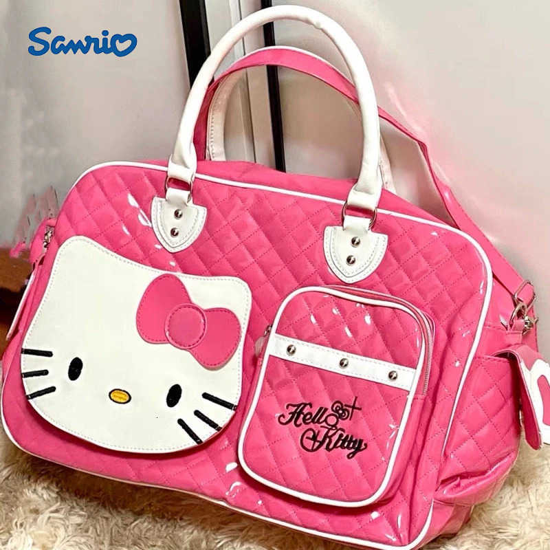 Sanrio Hello Kitty Large Capacity Crossbody Bag Pink Shoulder Bags For Women Y2k Sweet Girl PU Leather Handbag H251216