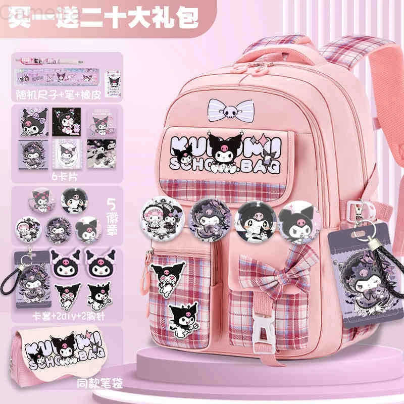 Sanrio Kuromi Schoolbag Girls new 2024 high-volume spine-protecting light school backpack for grades 3-9 H251216