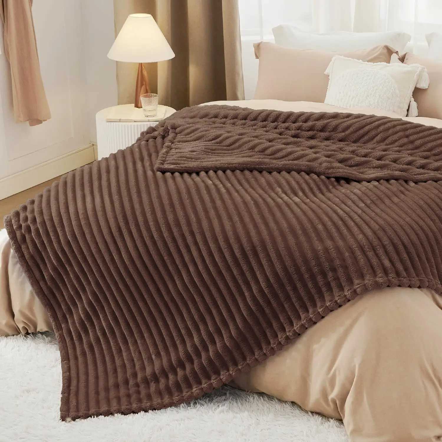 Coffee Fleece Blanket for Couch - GentleSoft Cozy Soft Blankets for Women Cute Small Throws for Girls H251216 - view 6