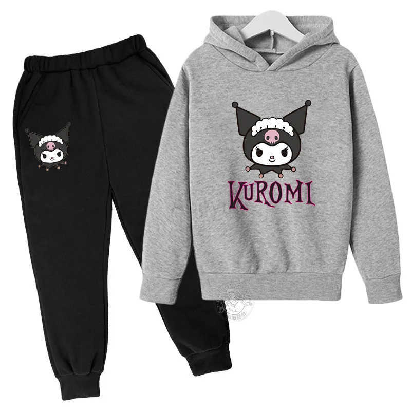 Sanrio Hello Kitty Kuromi autumn 3-14 year old childrens suit for boys and girls kawaii two-piece childrens outdoor sports suit H251216