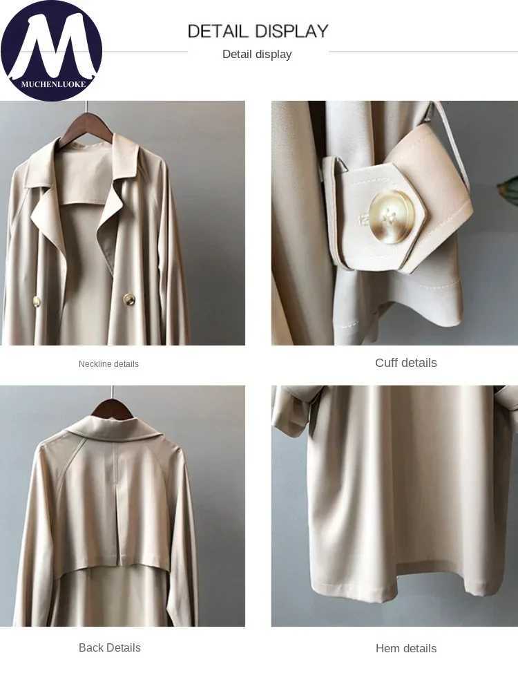 Coats for Women 2024 Spring Autumn New Long Sleeved Mid Length Trench Korean Fashion Leisure Over The Knee Womens ClothingT251216