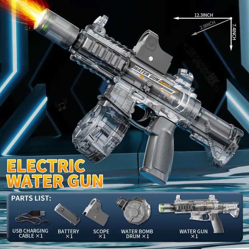 M416 Electric Water Gun Toys for Kids Led Simulation Fire Automatic Continuous Water Pistol Children Summer Outdoor Shooting Toy H251216