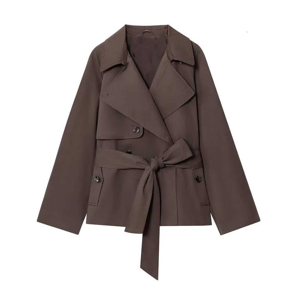 DiYiG WOMAN 2025 Autumn New Fashion Multicolor with Belt Short Coat Joker Long Sleeve Casual Coat Outerwear MujerT251216