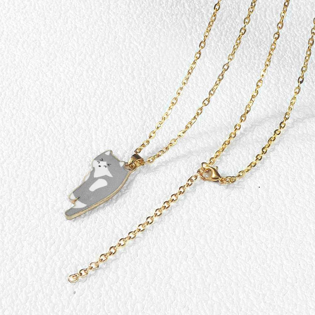 Cartoon Cats Pendant Necklace Cute Calico Cat Naughty Cow Kitten Animal Alloy Chain Jewelry for Women Men Trendy Friendship Gift M251216