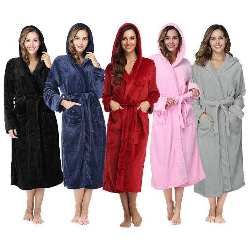 Women Sleepwear Nightgown Loungewear Hotel Autumn and Winter Pajamas Extended Flannel Couple Bathrobe Sleepwear Women C251216