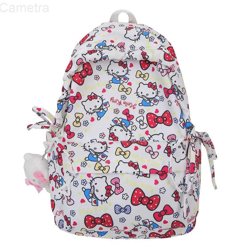 Sanrio New Kitty Printed Backpack Large-capacity Student Schoolbag Zipper Shoulders Bag Leisure Waterproof Y2k Girl Gifts H251216