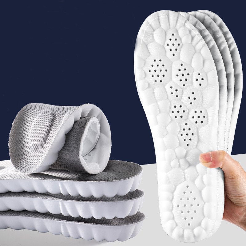 4D Cloud Technology PU Massage Arch Support Insoles High Elasticity Shock Absorption Odor Control Sweat Absorption Comfortable Walking Sports Insoles 