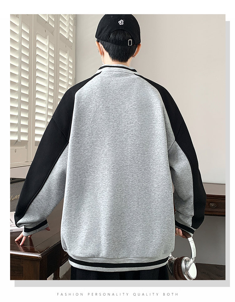 Autumn Winter Casual Patchwork Baseball Jacket - Teenagers & High School Students, Versatile Men's Cargo Outerwear