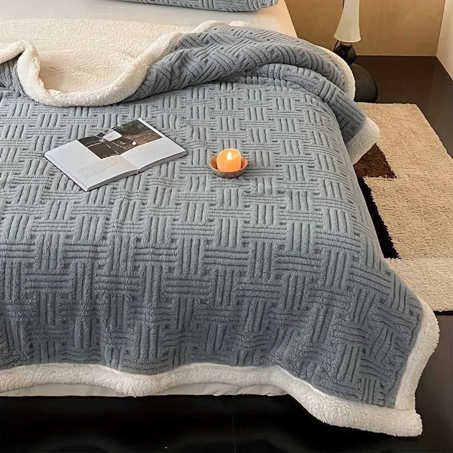 Deluxe Vintage Double Blanket - Soft Plush Gaff And Imitation Wool Machine Washable Milk Velvet Knit Fabric H251216 - view 5