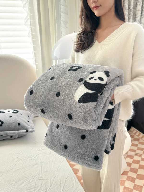 Panda Printed Fluffy Blanket for Beds Single/Queen/King Plush Fleece Plaids for Sofa Soft Warm Thow Blanket for Winter H251216 - view 7