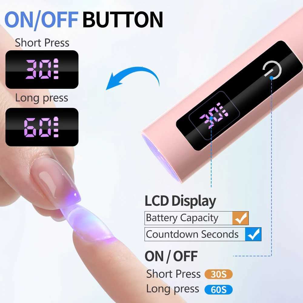 Timerable Nail UV LED Dryer Touch Lamp Rechargeable Flashlight UV Light Drying Nails Gel Polish Lamps Quick drying Cure ToolsT251216