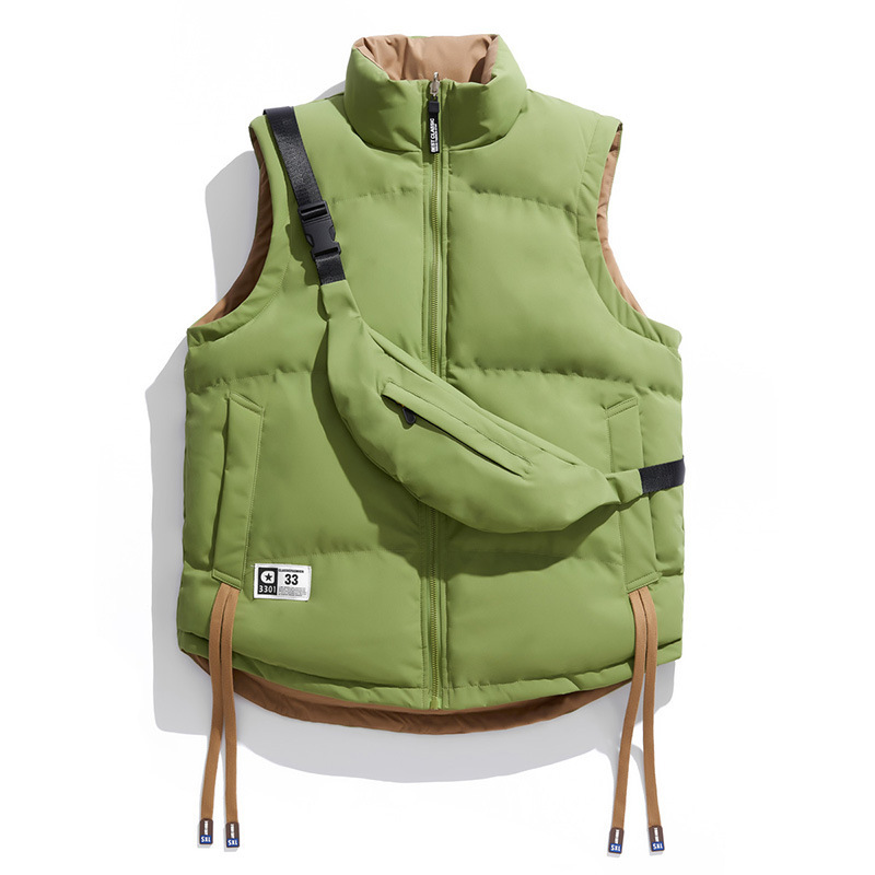 Streetwear Reversible Down Vest for Men - Autumn Winter, Thickened & Warm, Sleeveless Gilet, Couple Matching Vest Outerwear