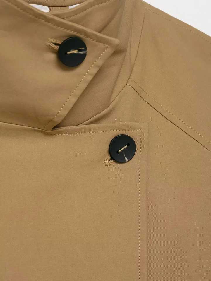 2025 autumn new womens casual fashion simple all-match high collar A-shaped long-sleeved windbreaker short jacketT251216