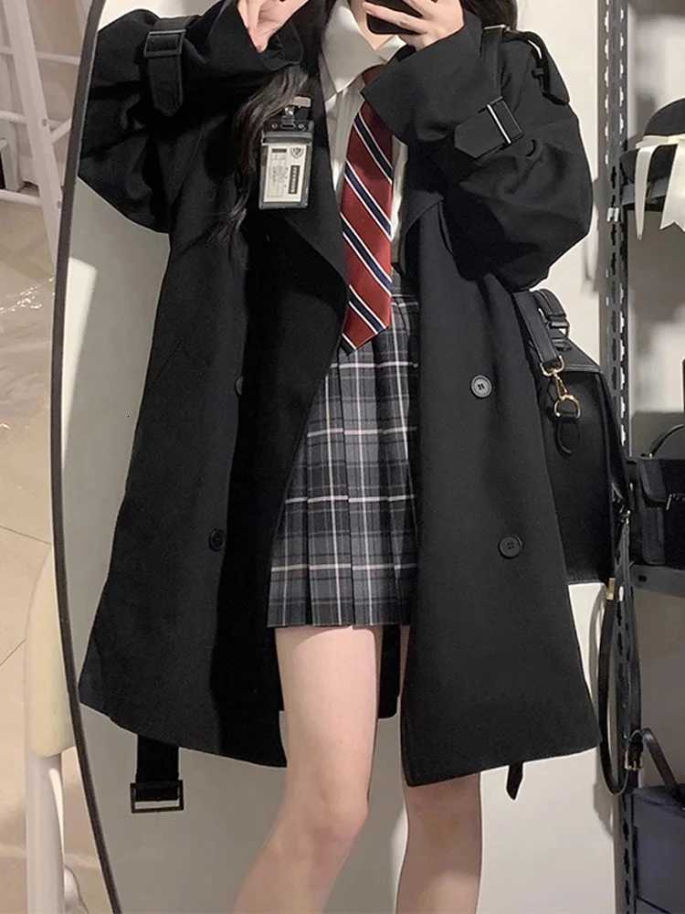 EVNISI Women Double Breasted Slim OL Trench Coat Trench Coat With Belt Elegant Women Windbreaker Autumn Winter Streetwear 2024T251216