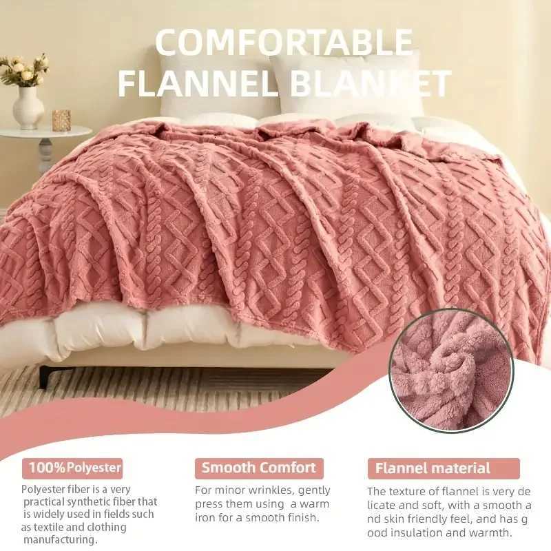 ltra-Soft 3D Plush 1pc Luxurious Fleece Blanket - Dense Weave for Exceptional Warmth Cozy Flannel Throw H251216 - view 4