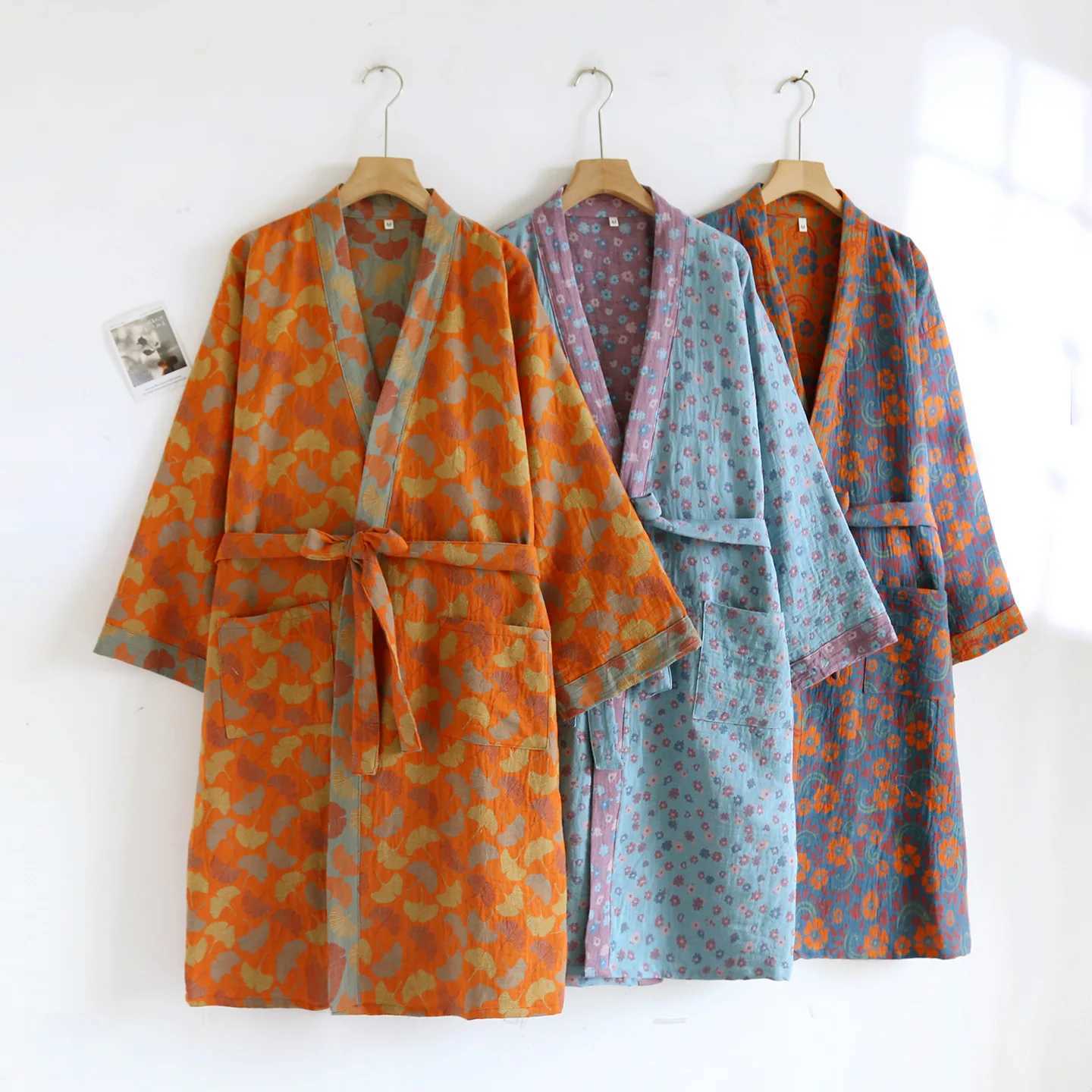 100 Cotton Shower Robe New Printed Spring Autumn Home Wear Clothes Lounge Winter Sleepwear Kimono Bathrobe Nightwear Women C251216